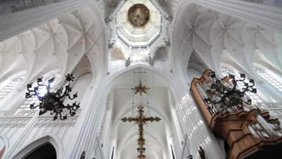 Our Lady Church with historic architecture and intricate details, Antwerp.
